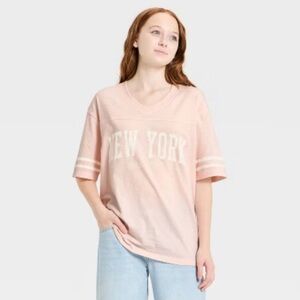 Oversized Graphic "New York" Jersey T-Shirt - art class™ Pink XXL